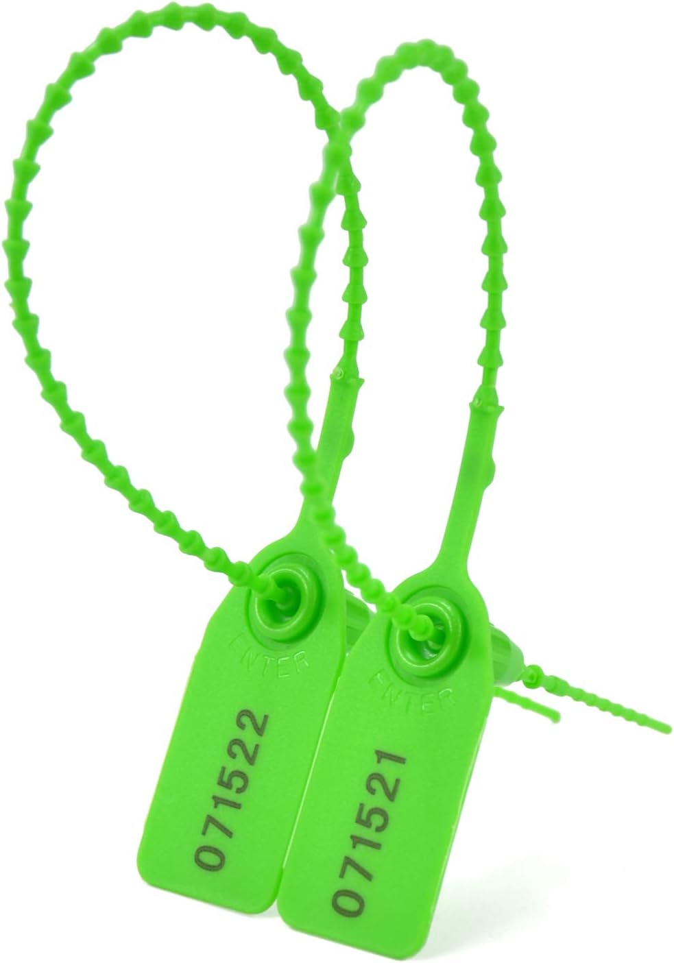 Leadseals(R) 100 Green Plastic Tamper Seals, Zip Ties for Fire Extinguishers Pull Tite Security Tags Numbered Disposable Self-Locking Tie 250mm Length