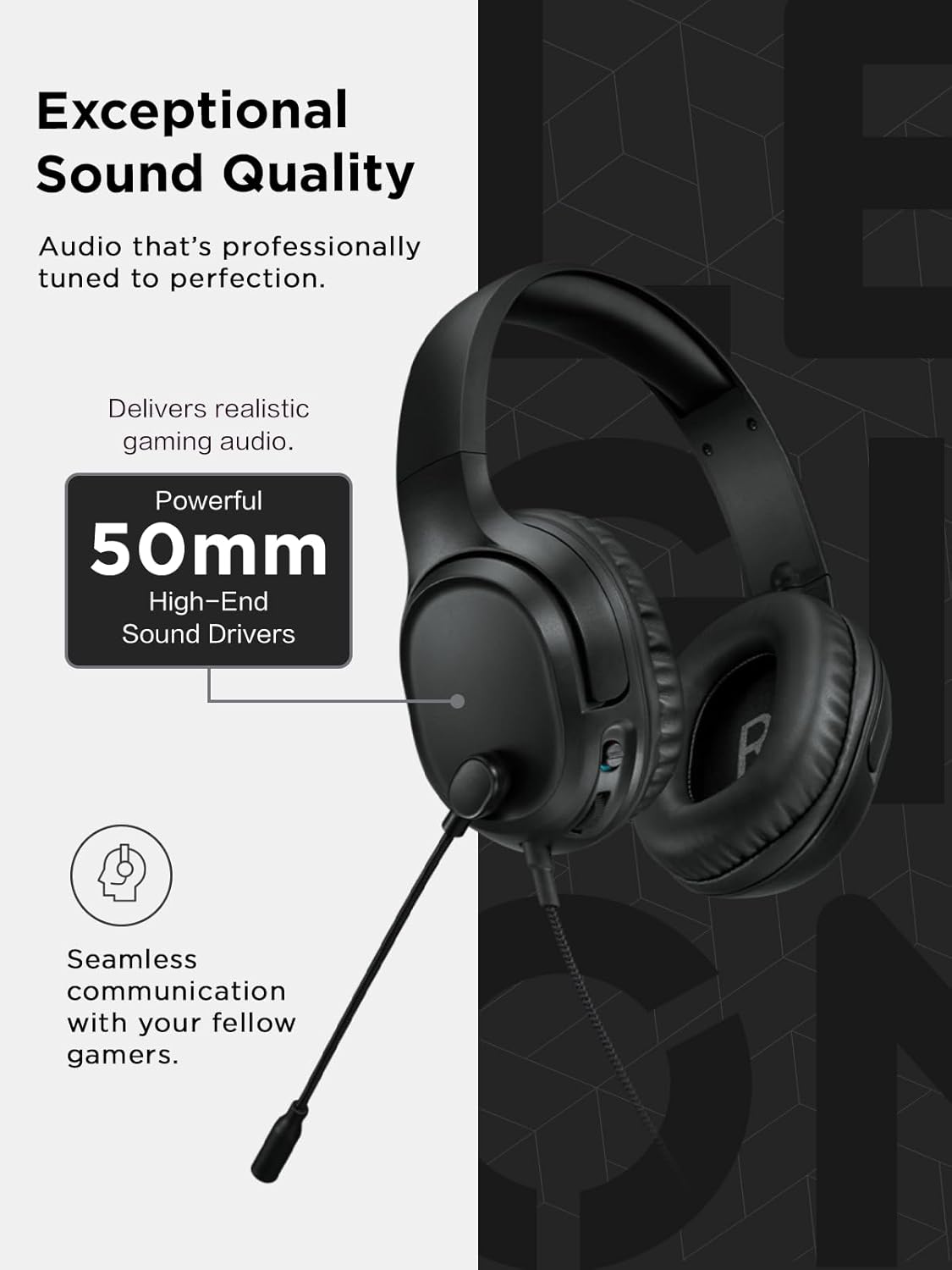 Lenovo H110 Wired Gaming Headset - 3.5mm Connection, Omni-Directional Microphone, Breathable Ear Cups, Built-in Volume Wheel - Black