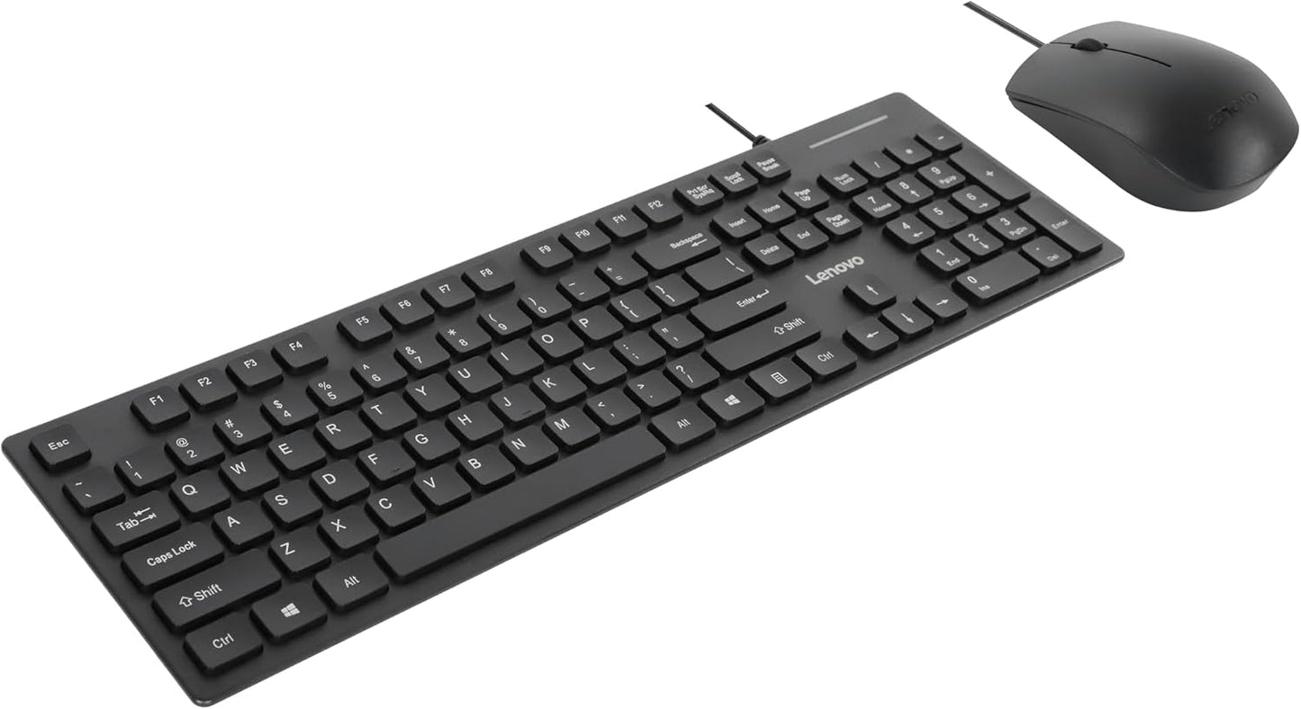Lenovo 305 USB-C Wired Keyboard & Mouse Combo, Black, Spill-Resistant, Narrow Border, Adjustable Tilt, Full-Size Keyboard & Mouse, Compatible with Laptop, PC, Tablet, USB-C Connectivity Gaming Office
