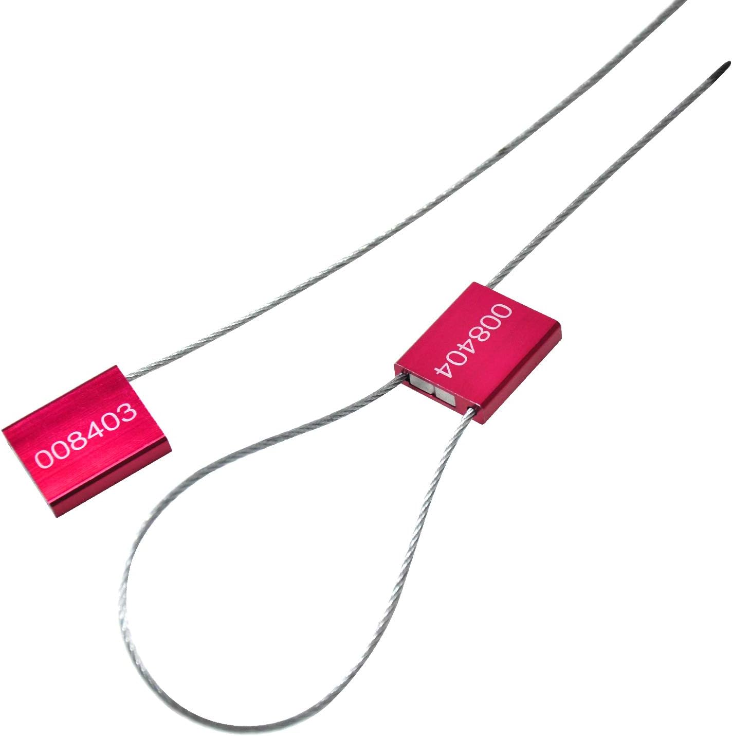 Leadseals(R) 1000 Red Steel Cable Seals Metal Security Tag Numbered Truck Trailer Seal Anti-Tamper Pull-Tite Security Seal Aluminum Body Transport Shipping Seal Self-Locking Safety Ties ISO 17712