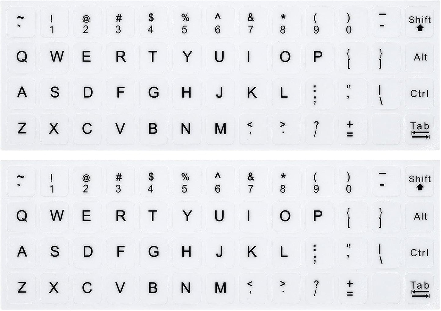 (2PCS Pack) English Keyboard Stickers, Universal Keyboard Replacement Letters English White Background with Black Lettering for Laptops Computer, Matte Keyboard Alphabet Stickers -White