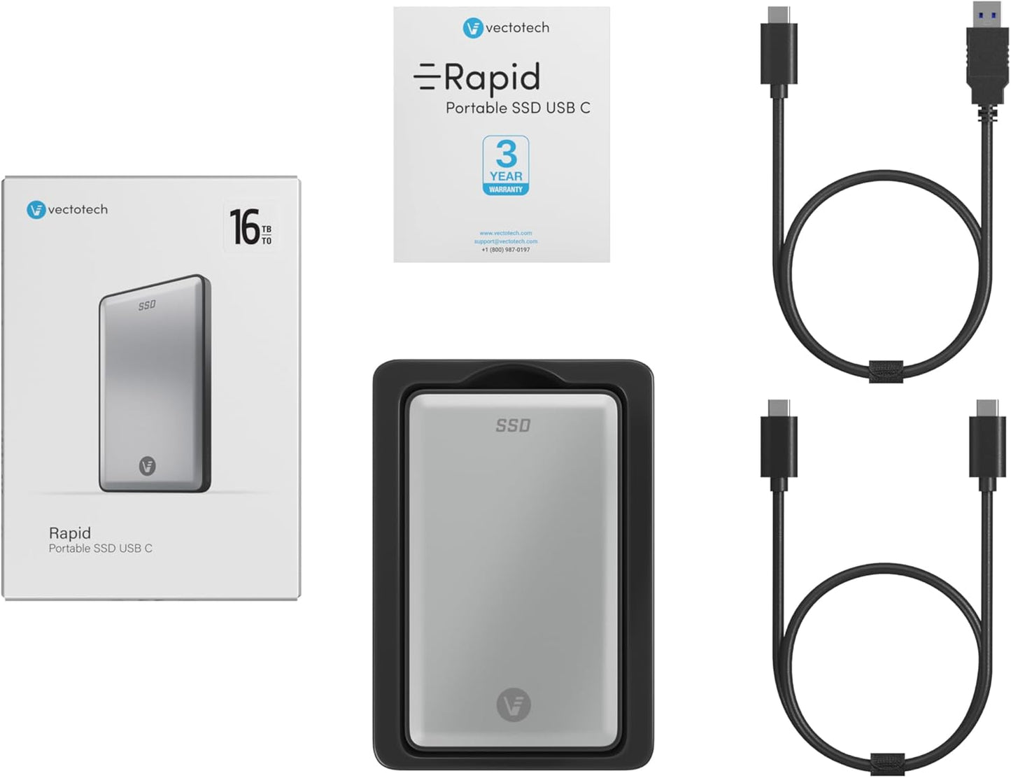 16TB External SSD USB-C Portable Solid State Drive (USB 3.1 Gen 2) | 3D NAND Flash | Rapid