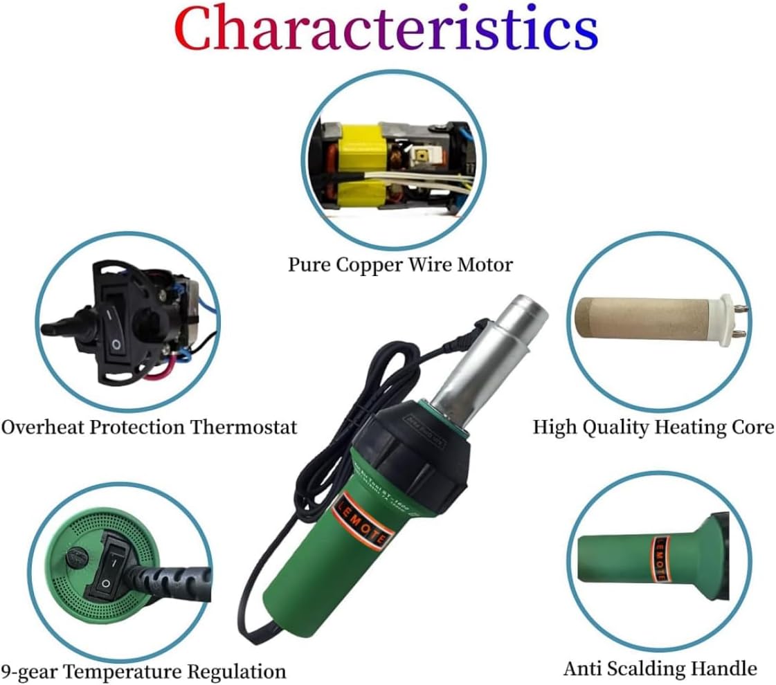 110V Hot Air Gun Welding Torch 1600W Heat Gun Plastic Welder Roofing Welder Kits