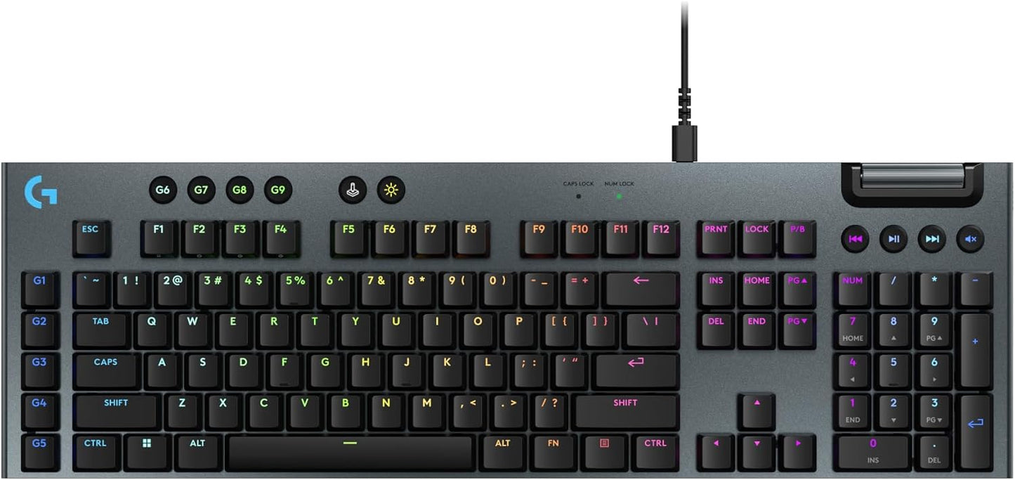 Logitech G915 X Wired Mechanical Gaming Keyboard, Double-Shot PBT Keycaps, Fully Programmable Keys, RGB Backlit Mac/PC Gaming Keyboards, Aluminum Finish, GL Linear Switches, Black