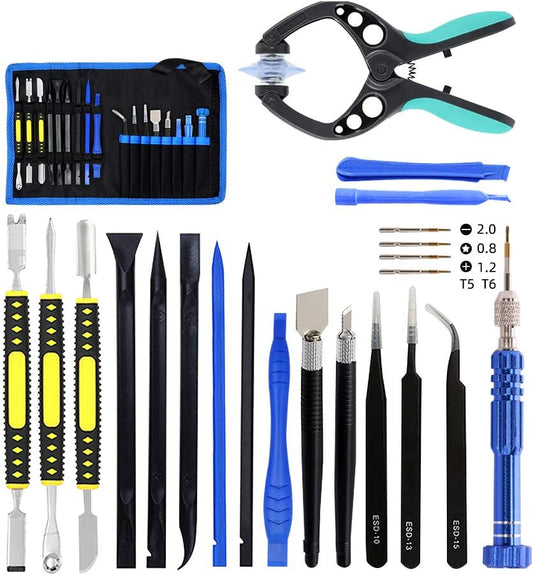 18 in 1 Electronics Repair Tool Kit, Precision Screwdriver Set, Opening Pry Tool Kit and Screen Opening Pliers with Portable Bag for Repair Mobile Phone, Laptop, Tablets, Watch
