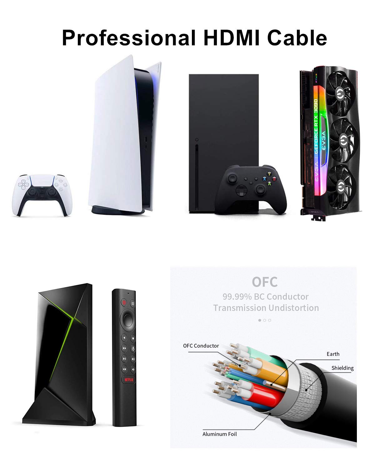 10K 8K 4K HDMI Cable 48Gbps 6.6 FT, Certified Ultra High Speed HDMI® Cable 4K 240Hz 144Hz 120Hz 8K60Hz 0.01ms HDR10+ eARC HDCP2.3 Netflix Roku TV PC Monitor Projector PS5 Xbox