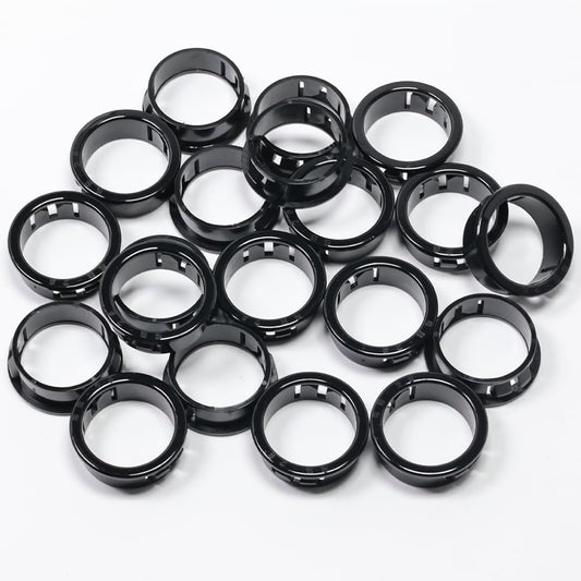 1-1/8"(28mm) Black Snap-in Knockout Insulating Bushing Grommets, Plastic Cable Hole Grommet for Wiring, Round Nylon Snap in Locking Electrical Wire Cord Hose, Tubing Bushings Grommets, 20pcs