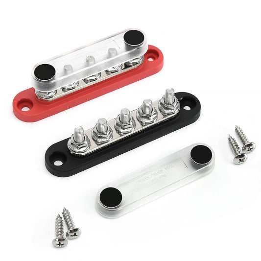 150A 12V Power Distribution Block with 5 x 1/4" (M6) Studs Max 150A 48V DC 300V AC for Automotive Car Marine Truck Boat