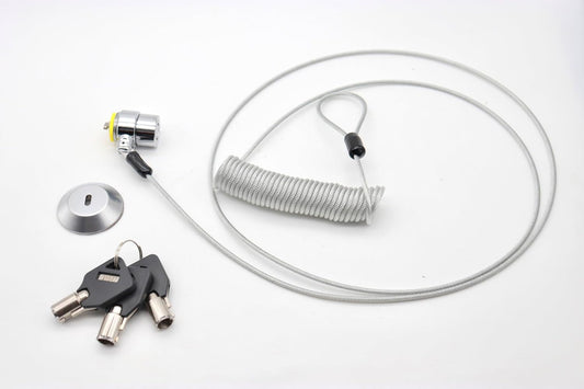 10-Foot Retractable Anti-Theft Steel Cable Lock with Lock Plate, Suitable for laptops, Tablets, Monitors, and Mobile Phones (Silver, 1 Pack)