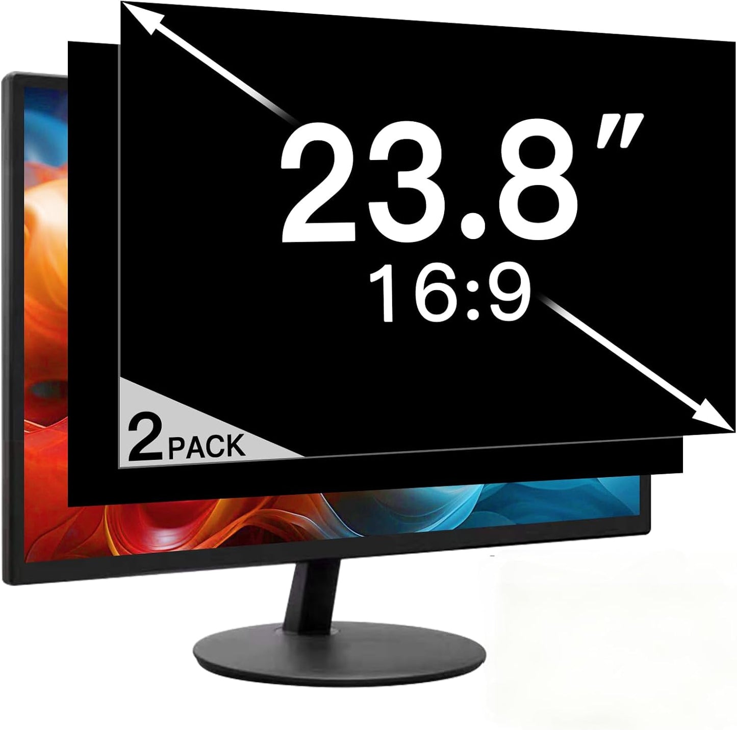 2 Pack 23.8 Inch Privacy Screen for Computer Monitor 16:9 Aspect Ratio, Eye Protection Anti Glare Computer Screen Cover, Removable Anti-Scratch Computer Screen Privacy Shield for 23.8'' Widescreen Monitor