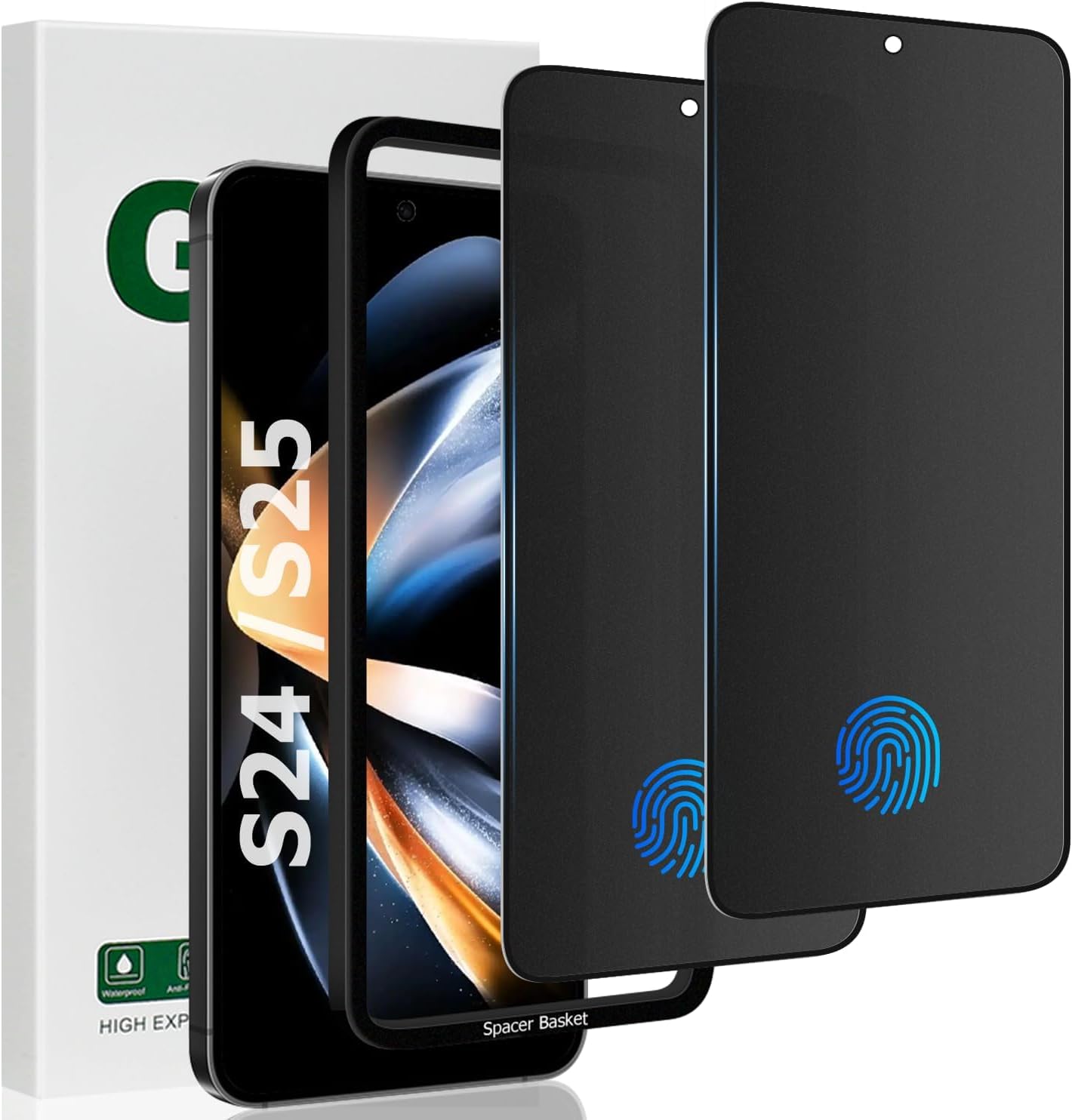 2 Pack Matte Privacy Screen Protector for Samsung Galaxy S24/S25,9H Tempered Glass,Anti-Glare,Anti-Spy,Anti-Scratch, Smooth and Responsive Absolute Fingerprint Compatibility Touch Screen HD Clear