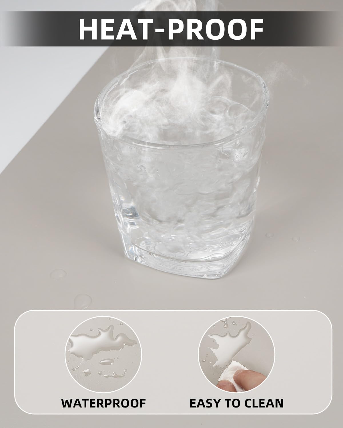 Leather Desk Pad & Protector, Large Mouse Pad & Blotter, Non-Slip PU Leather Desk Cover Mat, Light Grey, 48" x 17"