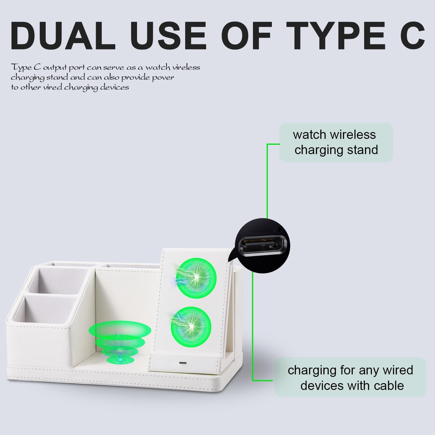 Leather Pen Organizer, Multi-Functional Pencil Holder for Desk, Desk Organizers and Accessories for Office Art Supplies,desk organizer with phone stand/charger,Birthday Gifts for Women/Men