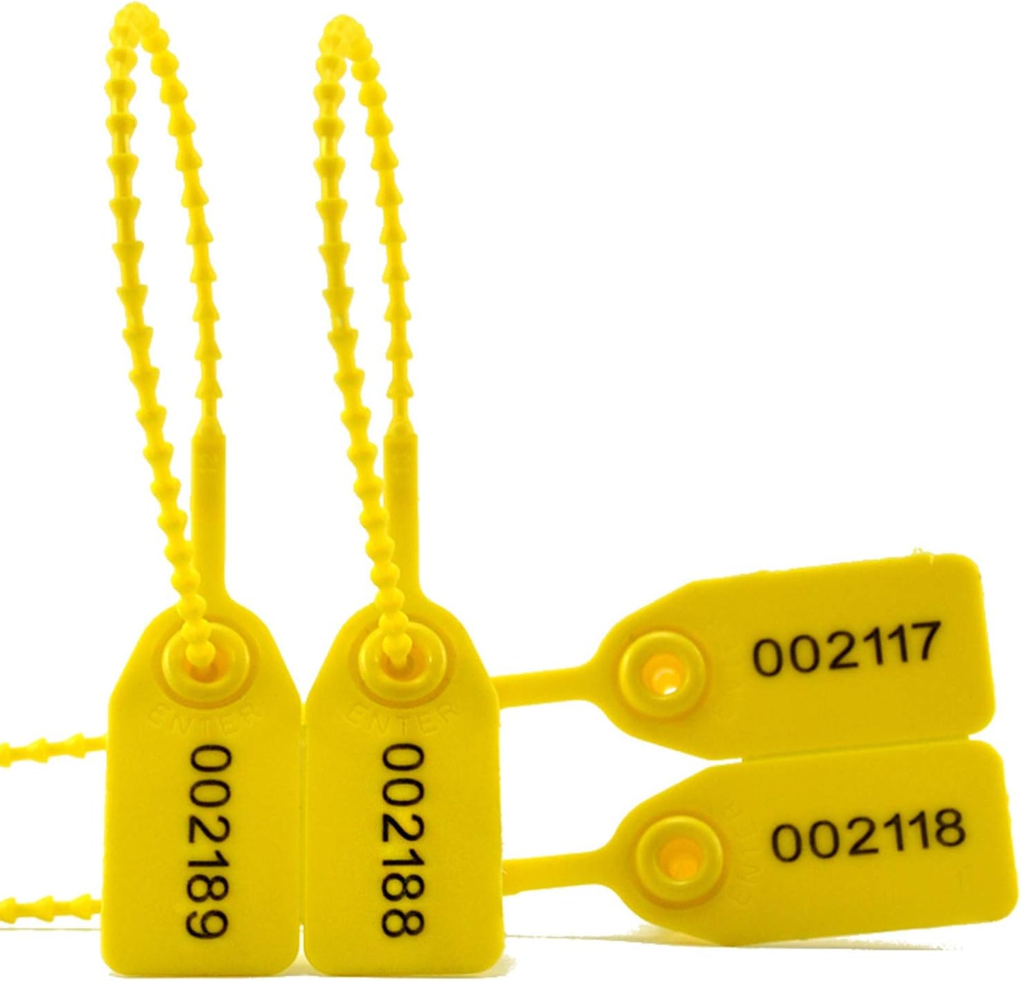 Leadseals(R) 1000 Plastic Tamper Seals, Zip Ties for Fire Extinguishers Pull Tite Security Tags Numbered Disposable Self-Locking Tie 250mm Length (Yellow)