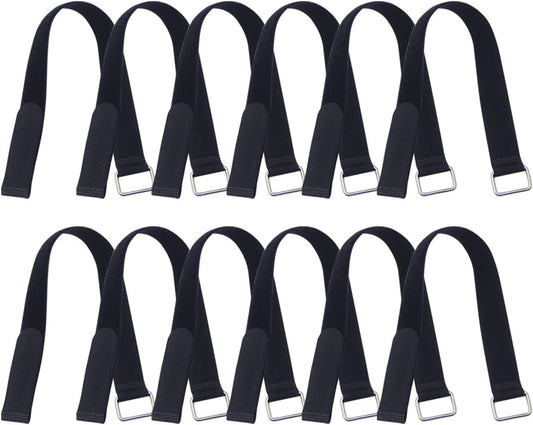 18 inch Extend Cable Strap and Adjustable Securing Strap with Buckle - 12 PCS Reusable Hook and Loop Fastening Nylon Cable Tie Wrap
