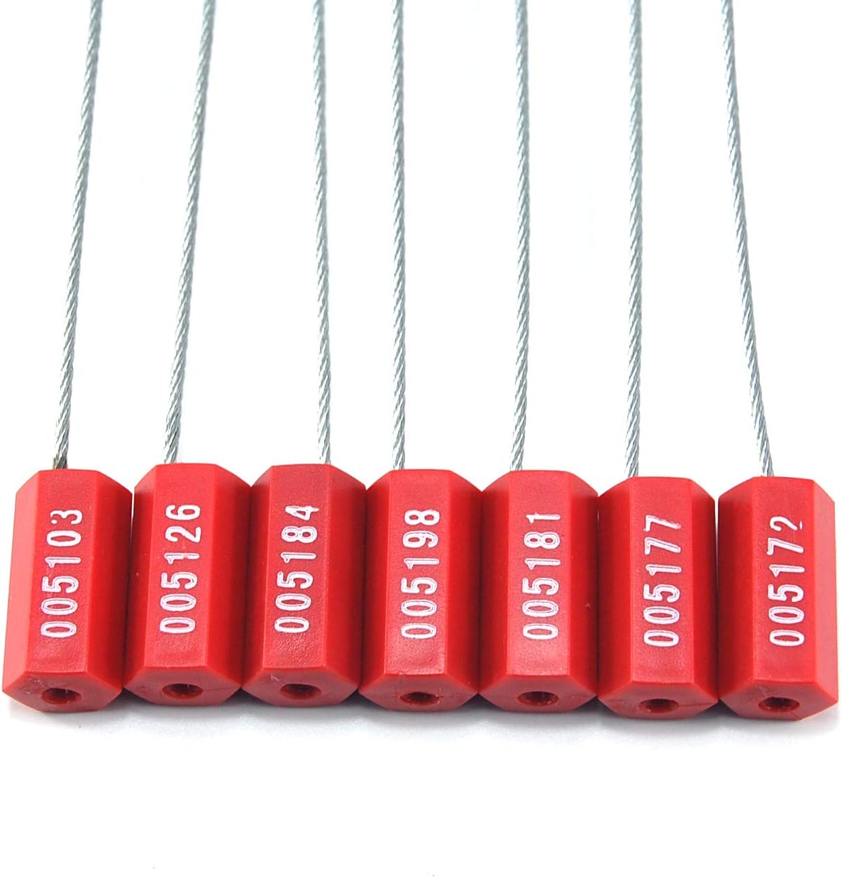 Leadseals(R) 500 Red Security Cable Seals Metal Truck Trailer Seals Tamper Proof Security Tag Seal Disposable Self-Locking Shipping Security Tags Numbered(Pack of 500 PCS)