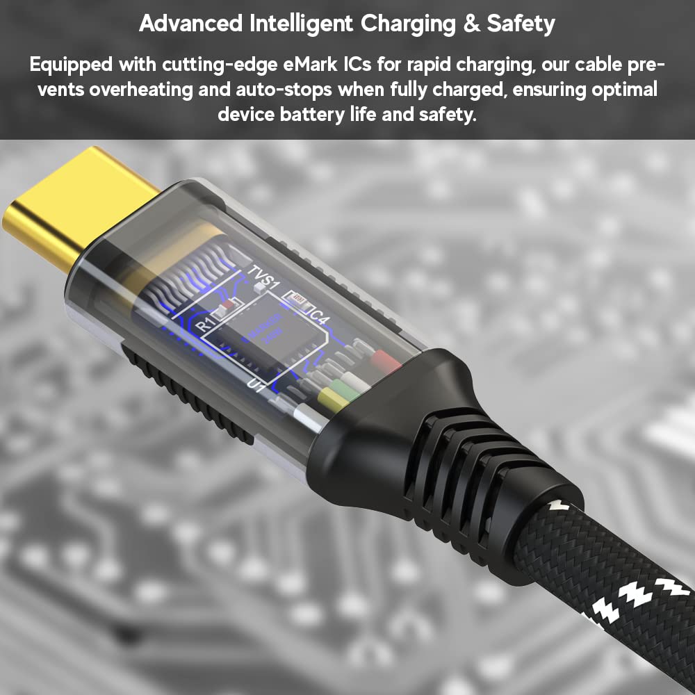 LINKUP USB 4.0 USB C to USB C Cable | Thunderbolt 4/3 Compatible | Type C Charger for MacBook and iPhone | 240W Fast Charging | 40Gbps Data Transfer | 8K@60Hz Display Cord | Use with all USB C devices