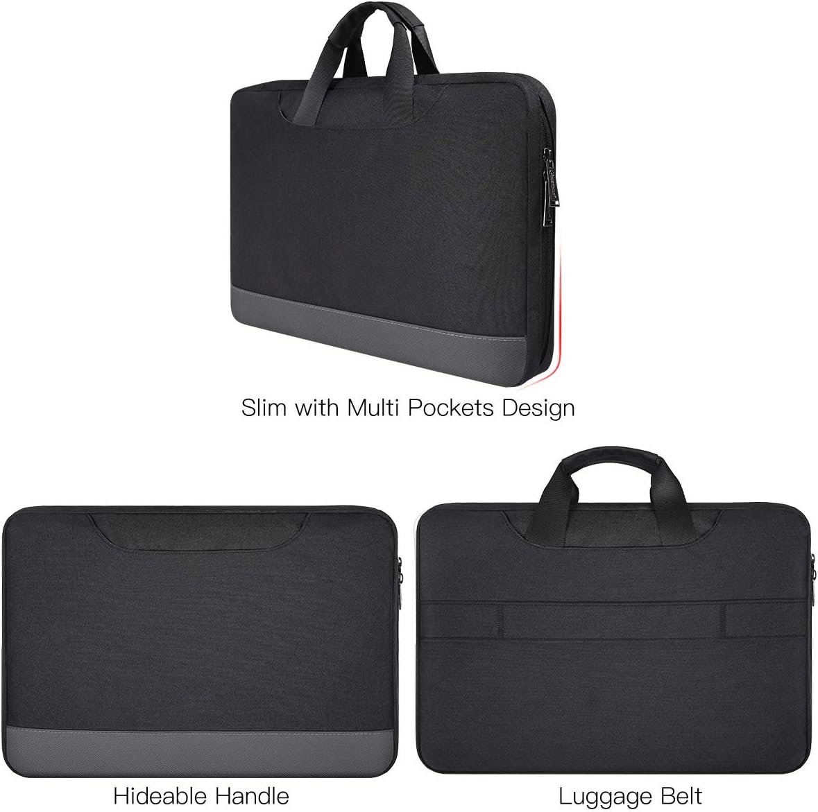 11.6-12.9 Inch Waterproof Laptop Bag Sleeve for Women Men Business Briefcase with Organizer for Acer Chromebook Spin 311, Lenovo Chromebook C330, Samsung Chromebook 4, HP ASUS Dell Surface Case, Black