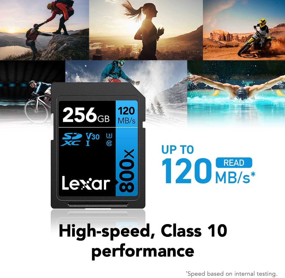 Lexar High-Performance 800x 128GB SDXC UHS-I Memory Card, C10, U3, V30, Full-HD & 4K Video, Up to 120MB/s Read, for Point-and-Shoot Cameras, Mid-Range DSLR, HD Camcorder (LSD0800128G-BNNNU)