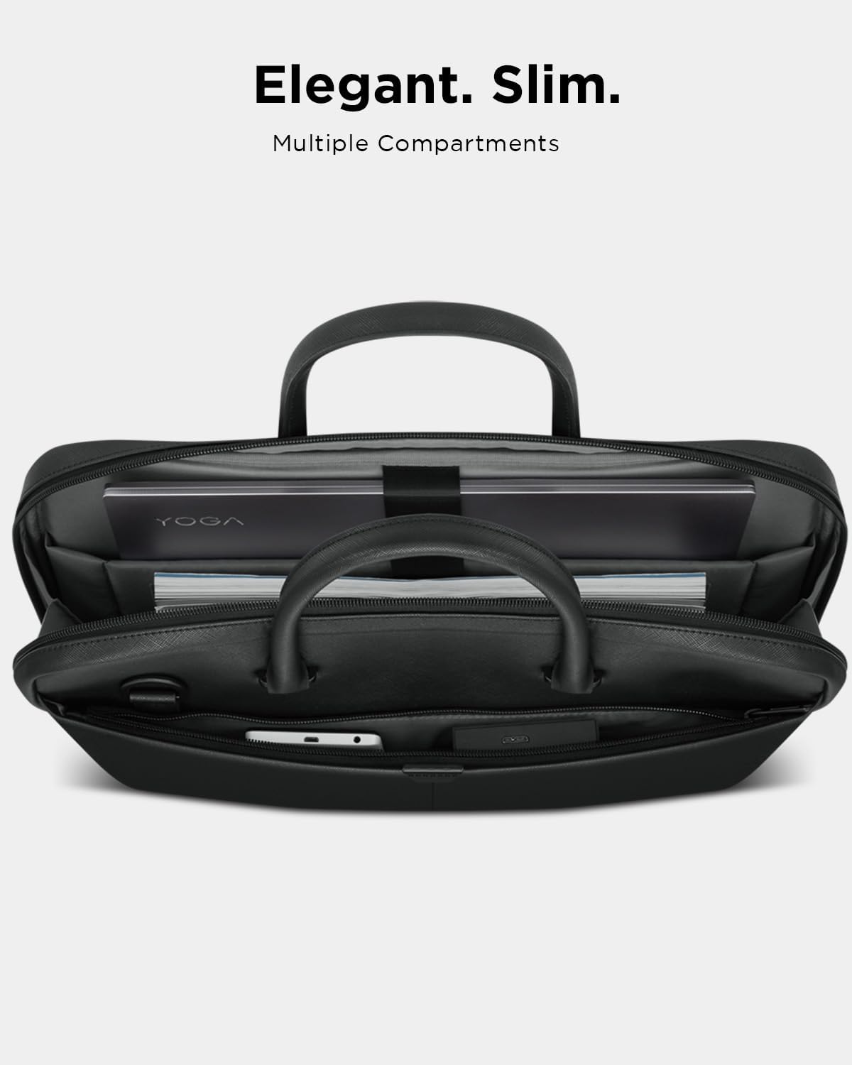 Lenovo 15.6-inch Laptop Bag (T200) - Water Resistant Leather Messenger Bag with Padded Device Compartment – Multi Compartment Professional Handbag with Shoulder Strap for Travel & Business