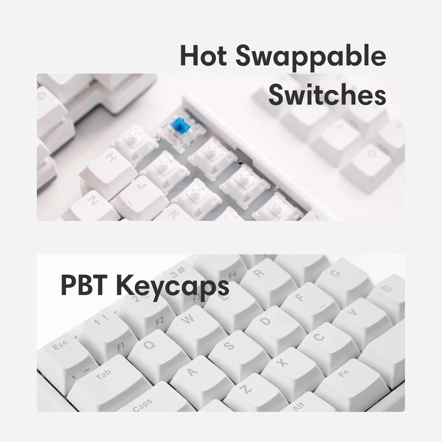 Lite: Wireless Ergonomic Split Mechanical Keyboard Hot Swappable, Compact 60% Layout, PBT Keycaps Programmable for Mac & Windows(Tactile,New Standard Version)