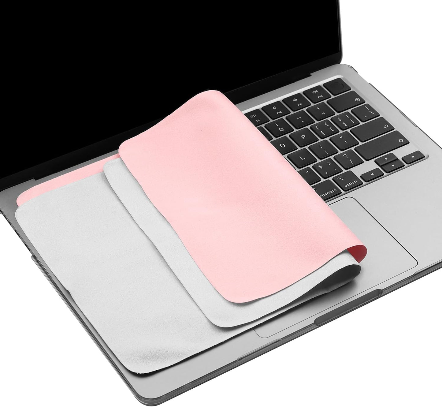 2 Pack Microfiber Liner Cleaning Cloth 13" with Screen Keyboard Imprint Protection, Laptop Keyboard Protector Compatible with MacBook Pro/AIR 13" and MacBook Pro 14"-(Grey+Pink)