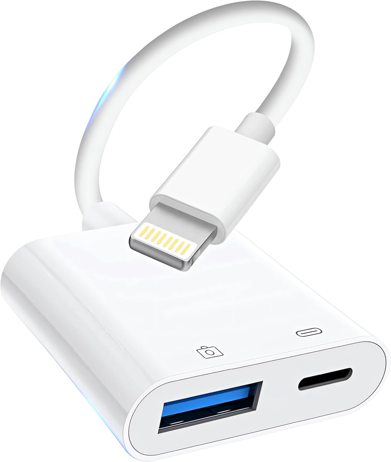 Lightning to USB Camera Adapter for iPhone, [Apple MFi Certified] USB3.0 Female Adapter for iPad with Charging Port, Plug and Play OTG Converter Support Card Reader USB Flash Drives Keyboard