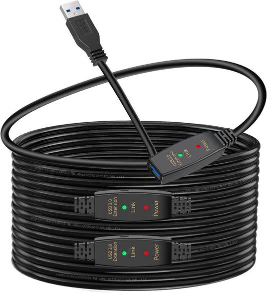 LDKCOK Active USB 3.0 Extension Cable 60ft– Male to Female Extender Cord, USB Extension Cable for USB Flash Drive, Card Reader, Hard Drive, Keyboard, PlayStation, Xbox, VR, Printer, Camera, Laptop