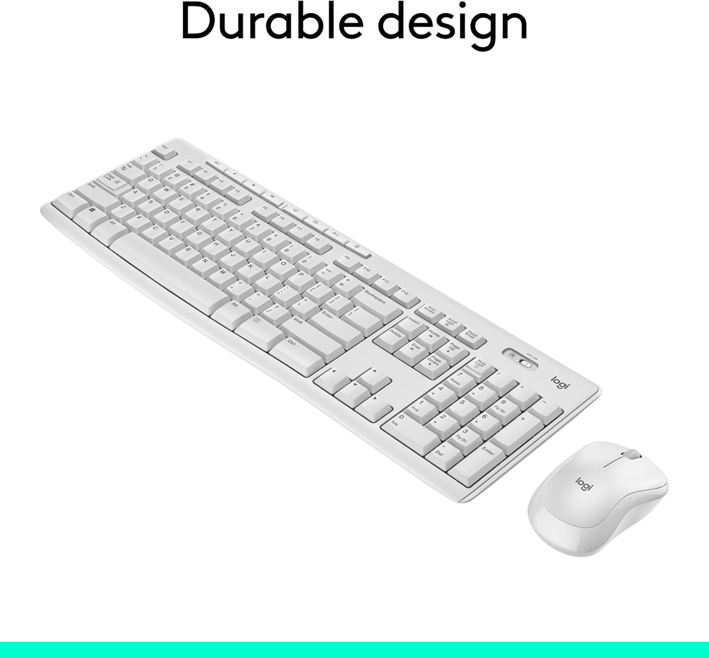 Logitech MK270 Wireless Keyboard and Mouse Combo for Windows, 2.4 GHz, 8 Multimedia Keys, PC, Laptop, Wireless Keyboard Compact Mouse Combo - White