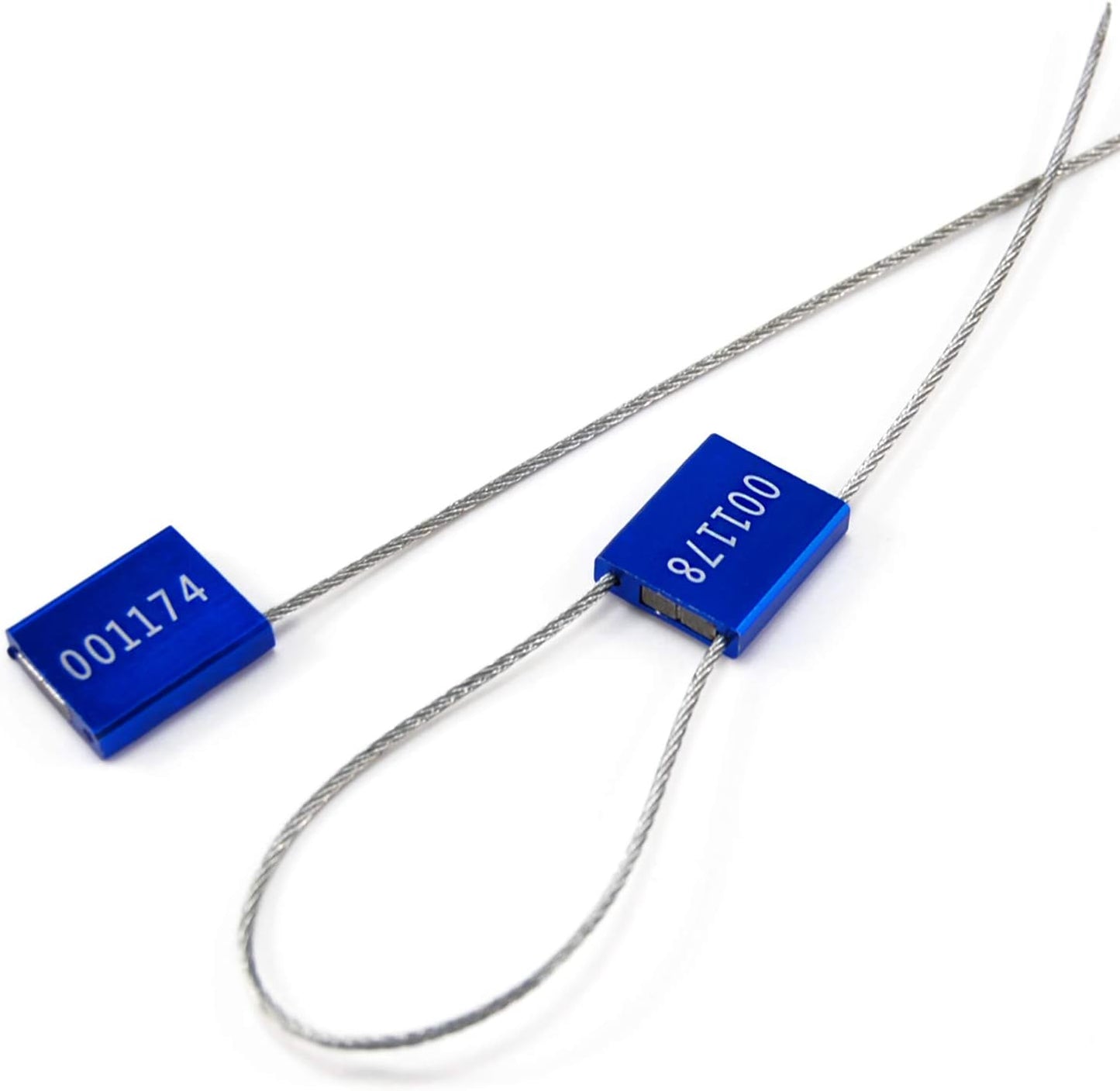 Leadseals(R) 500 Blue Steel Cable Seals Metal Security Tag Numbered Truck Trailer Seal Anti-Tamper Pull-Tite Security Seal Aluminum Body Transport Shipping Seal Self-Locking Safety Ties ISO 17712