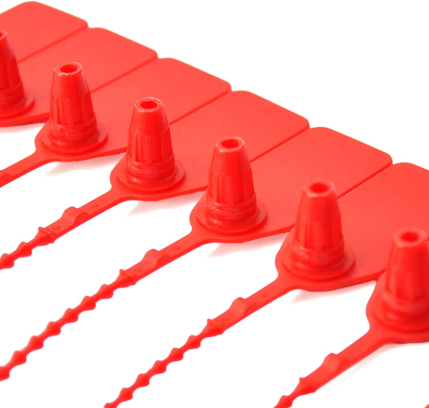 Leadseals(R) 100 Plastic Tamper Seals, Zip Ties for Fire Extinguishers Pull Tite Security Tags Numbered Disposable Self-Locking Tie 250mm Length (Red)