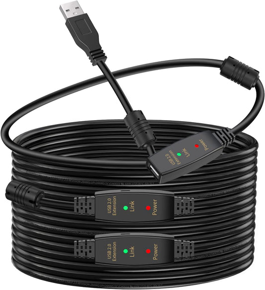 LDKCOK 100FT Active USB Extension Cable 2.0 Male to Female with A Extension chipset Signal Booster - Active Extension/Repeate