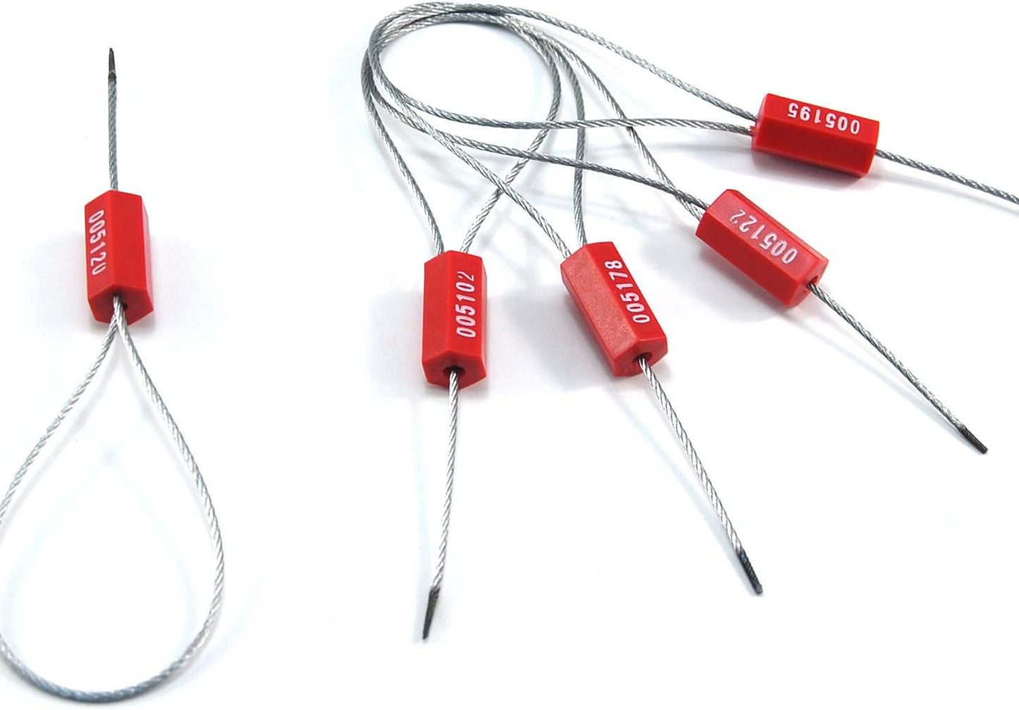 Leadseals(R) 500 Red Security Cable Seals Metal Truck Trailer Seals Tamper Proof Security Tag Seal Disposable Self-Locking Shipping Security Tags Numbered(Pack of 500 PCS)