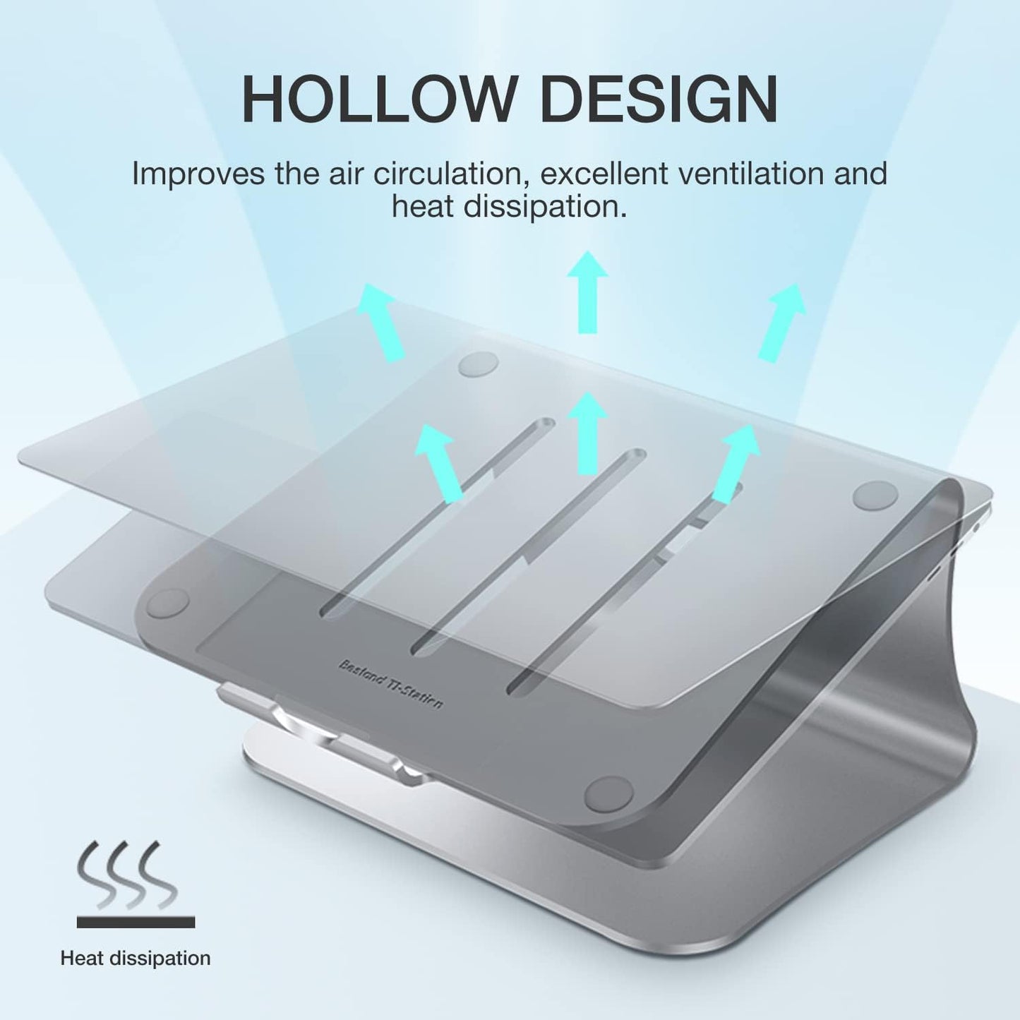 Laptop Stand, Aluminum Notebook Holder Riser Heat-Vent for MacBook Air/Pro, Dell, HP, Lenovo, Microsoft Surface, Samsung 11-16 inches Notebook (Space Silver)