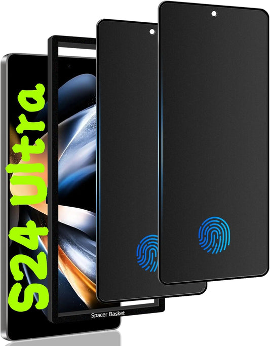 2 Pack Matte Privacy Screen Protector for Galaxy S24 Ultra,9H Tempered Glass,Anti-Glare,Anti-Spy,Anti-Scratch, Smooth and Responsive Absolute Fingerprint Compatibility Touch Screen HD Clear