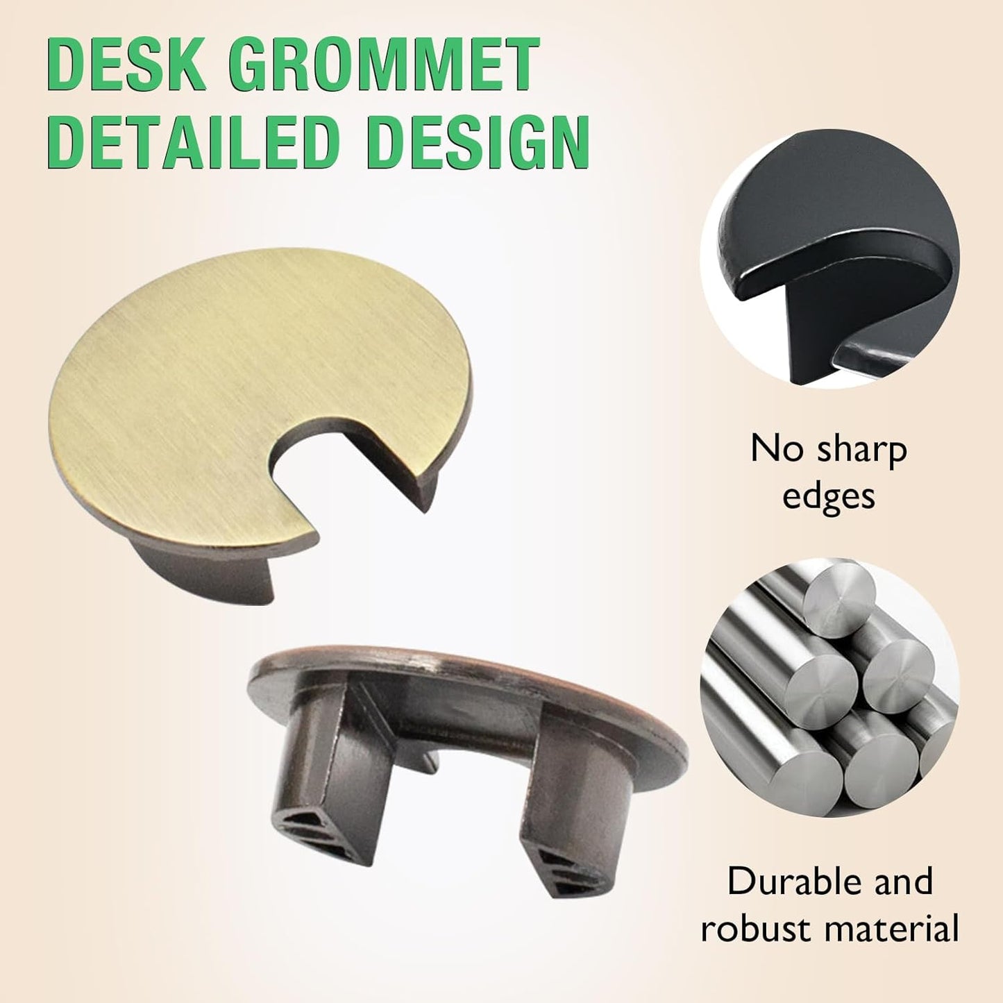 1 Pcs Desk Grommet 1-3/8" / 35 mm, Desk Cord Hole Cover, Cable Grommet Metal Zinc Alloy Materilal, Desk Hole Grommet for Home & Office Pc, Detachable Cable Cord Organizer-Bright Silver