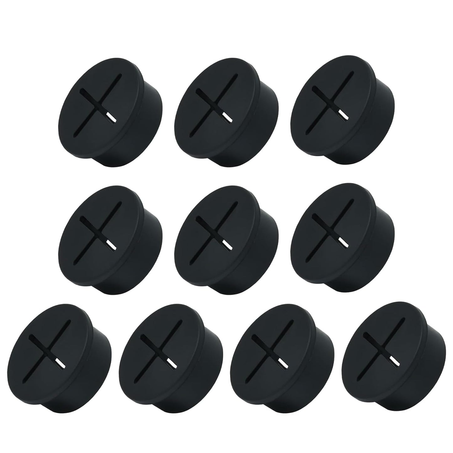 10Pcs Desk Grommet, 1" (25mm) Black Silicone Cord Hole Cover, Flexible Rubber Wire Grommets, Wall Grommets for Cables Management, Table, Countertop, Cabinets and Furnitures Wire Organizer