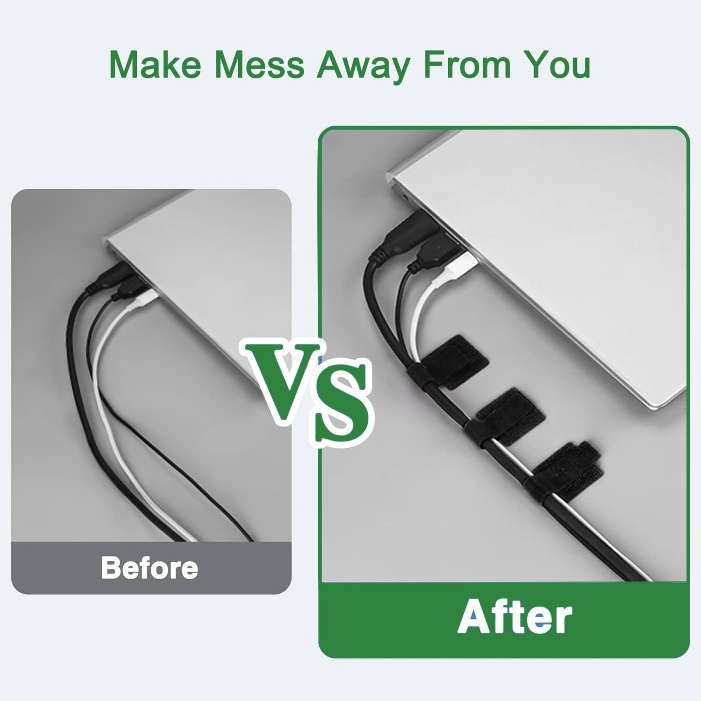 100pcs Hook and Loop Cable Ties, Sticky-Back Cable Straps, Cable Clip,Cord Organizer, Wire Management Household & Office Essentials(Gray)