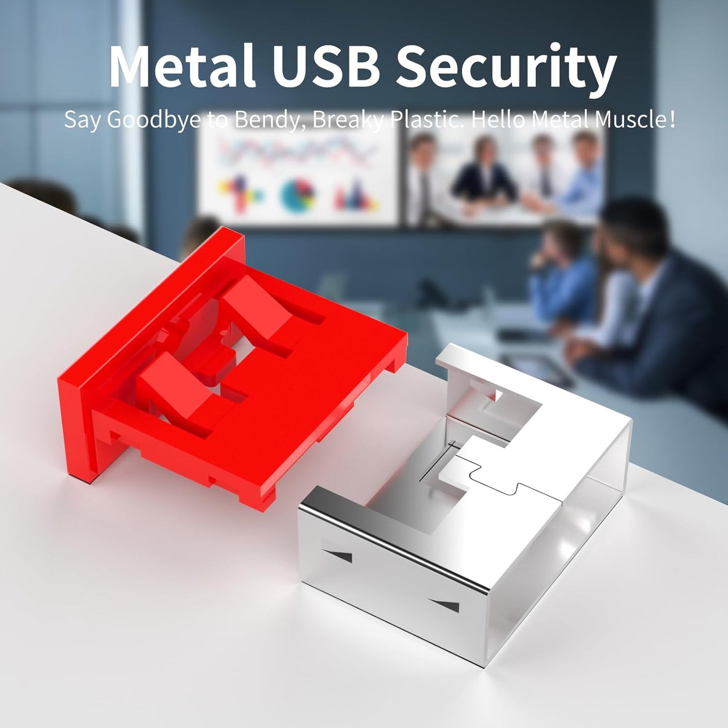 12PCS USB Metal Port Lock Blocker with 1 Key - Secure USB-A Port Protector for PC/Laptop, Anti-Theft Data Security Lock, Dust & Moisture Proof Cover, Removable Type-A Connector Red