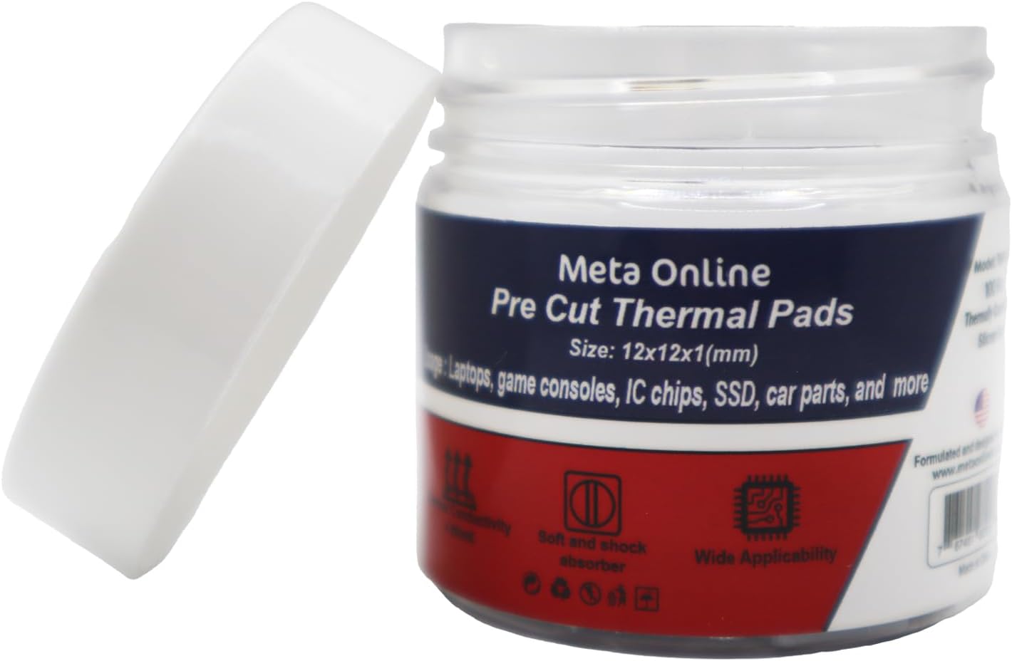 100 Pcs Pre-Cut Thermal Pads for Game Consoles, PS5 Ram, Memory, Computer Rams, Laptop IC Chips, Mosfets Coils Wide Applicable Pack of 100 / 12x12x1mm