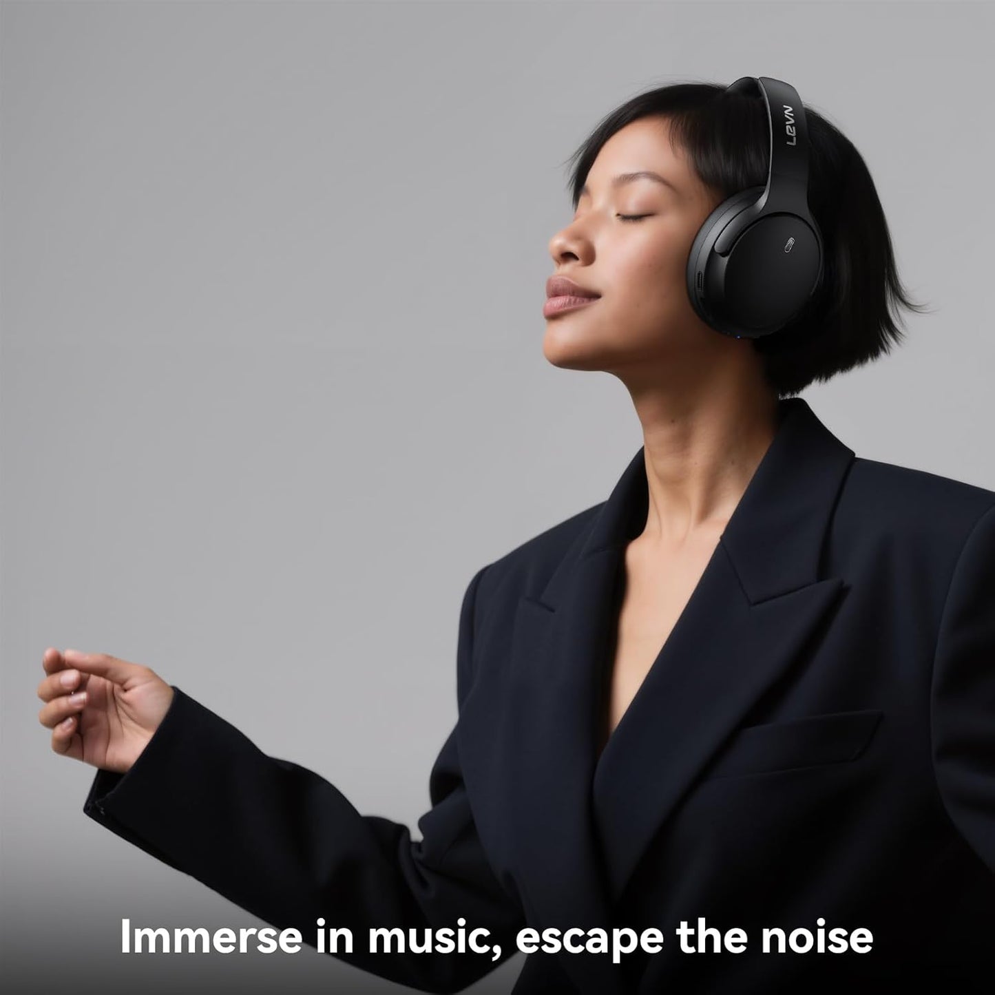 LEVN Hybrid Active Noise Cancelling Headphones, Wireless Headphones Bluetooth 5.4 with Transparent Mode, Hi-Res Audio, Deep Bass, 70H Playtime Over Ear Bluetooth Headset for Work/Travel/Home/Office