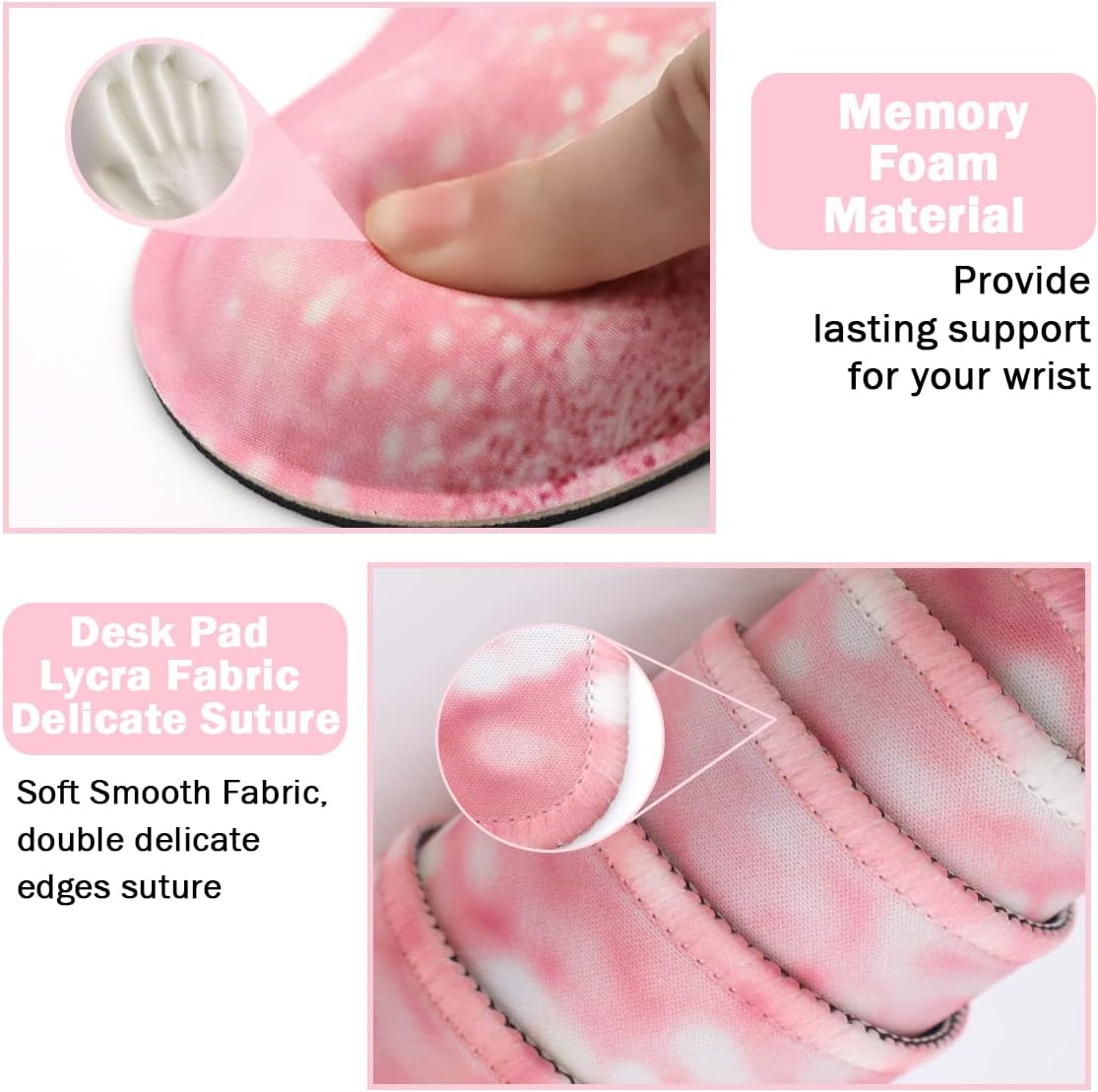 Large Mouse Pad and Keyboard Wrist Rest, Desk Pad for Keyboard and Mouse, 4-in-1 Large Gaming Mouse Pad with Wrist Support, Desk Mat for Home Office Study Game-Pink Stay Positive