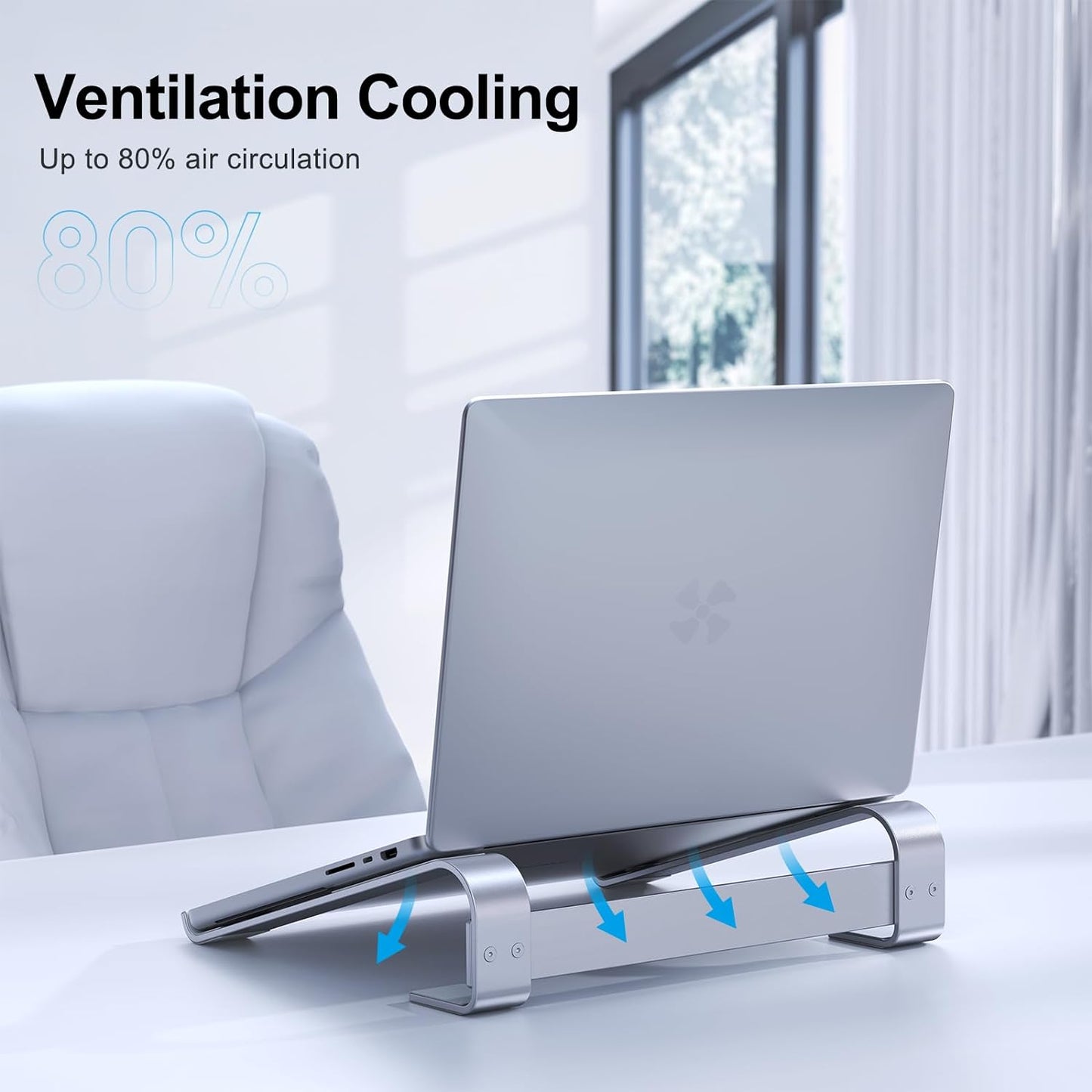 Laptop Stand for Desk, Aluminum Laptop Riser, Ergonomic Computer Stand Compatible with for MacBook Pro/Air, Dell, HP, Lenovo, 10-17.3'' (Silver)