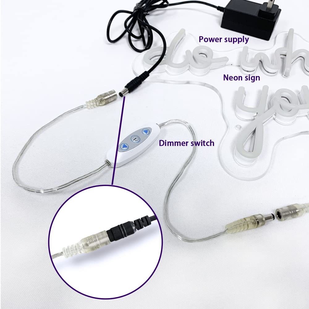 12V DC Sensitive Dimmer Switch for Led Light, Unique Female Male Led Dimmer Controller with 1 Female Power Jack Adapter, Brightness Adjustable for LED Strip Light, Neon Light, Neon Sign