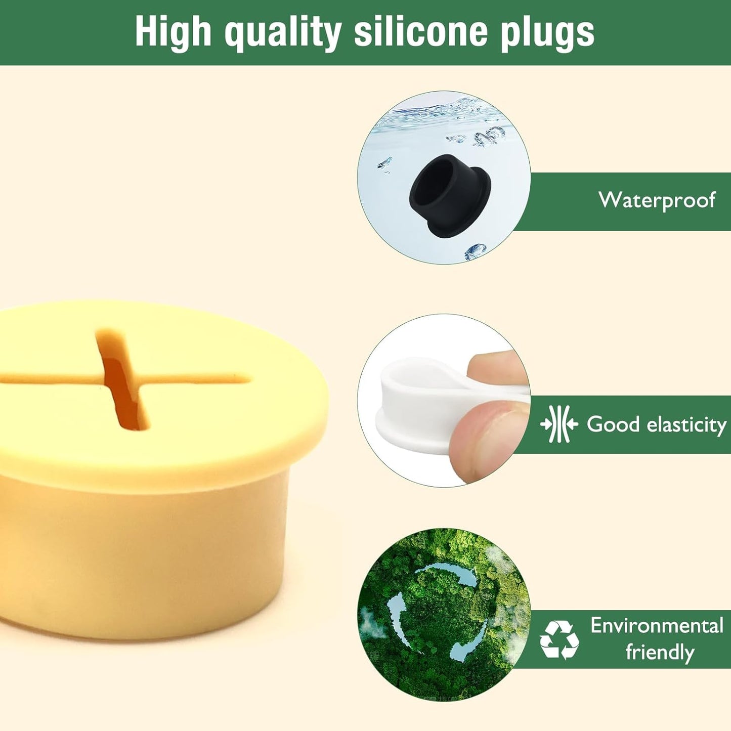 10Pcs Desk Grommet, 3/4" (20mm) Black Silicone Cord Hole Cover, Flexible Rubber Wire Grommets, Wall Grommets for Cables Management, Table, Countertop, Cabinets and Furnitures Wire Organizer