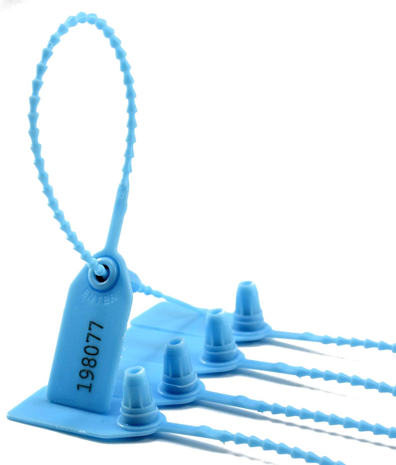 1000 Numbered Plastic Tamper Seals, Zip Ties for Fire Extinguishers Pull Tite Security Tags Numbered Disposable Self-Locking Signage Tie 250mm Length (1000 PCS, Light Blue)