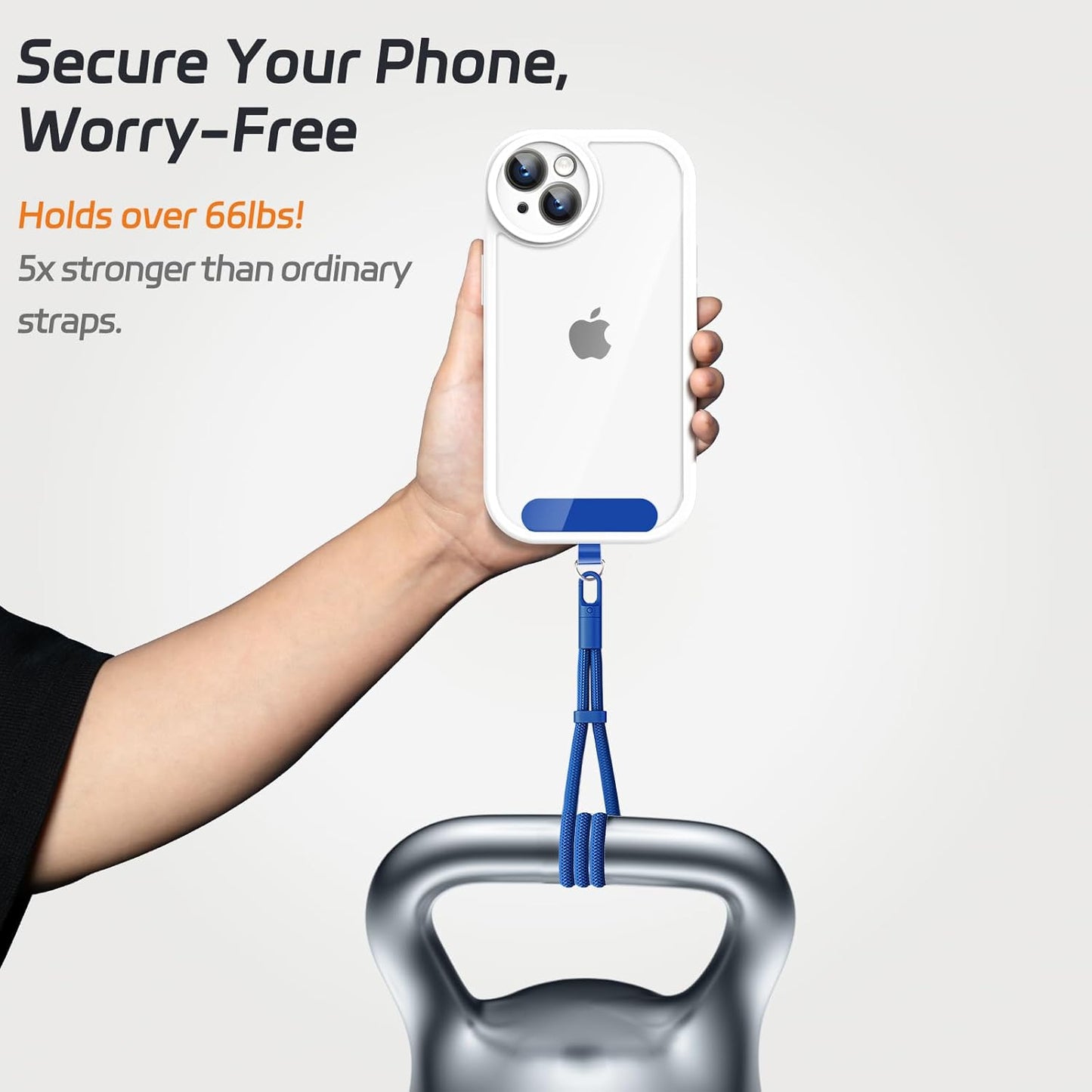 2 Pack Phone Lanyard,2×Phone Neck Strap,4×Tether Tabs,Universal Cell Phone Multifuctional Patch Polyester Lanyards,Cell Phone Lanyards for Women and Men(blue+yellow)