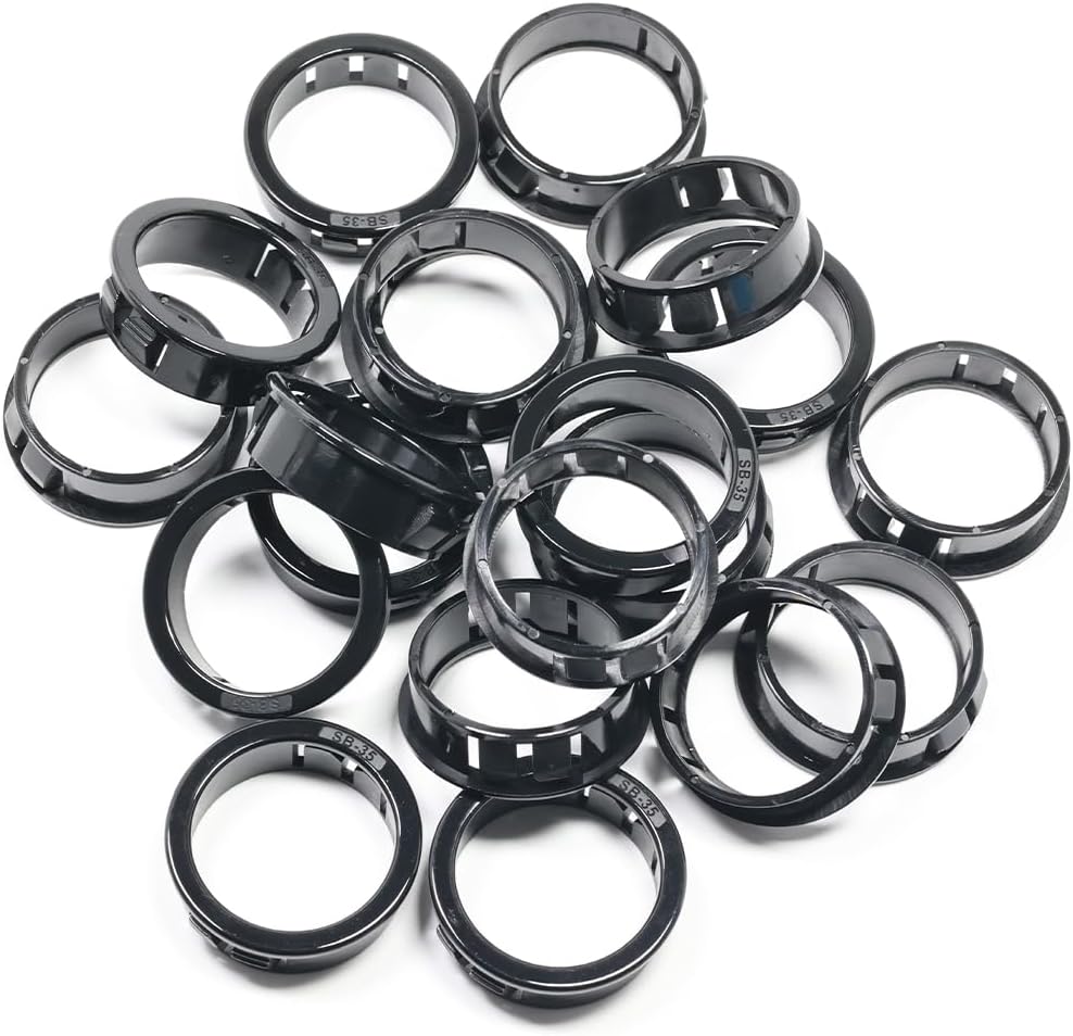 1-3/8"(35mm) Black Snap-in Knockout Insulating Bushing Grommets, Plastic Cable Hole Grommet for Wiring, Round Nylon Snap in Locking Electrical Wire Cord Hose, Tubing Bushings Grommets, 20pcs