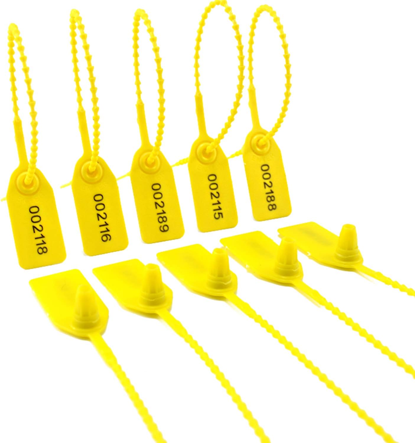 Leadseals(R) 1000 Plastic Tamper Seals, Zip Ties for Fire Extinguishers Pull Tite Security Tags Numbered Disposable Self-Locking Tie 250mm Length (Yellow)