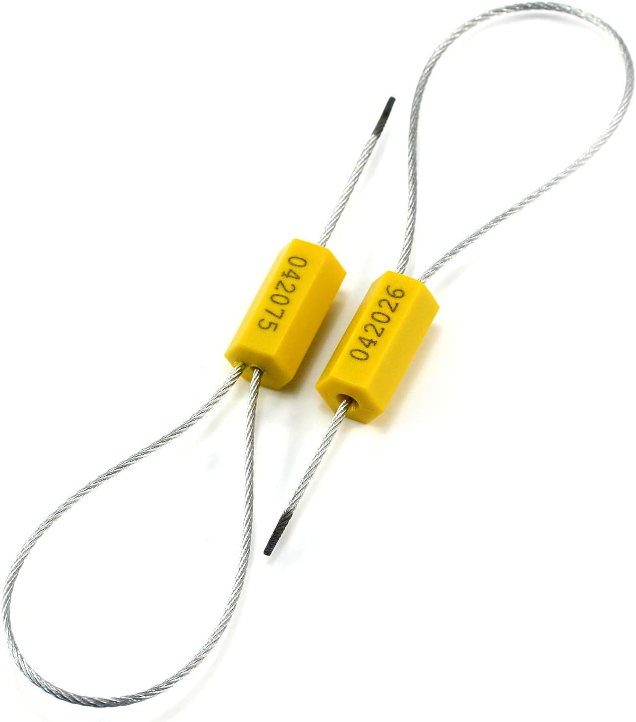 Leadseals(R) 100 Steel Cable Seals Metal Security Seal Numbered Metal Truck Trailer Seals Security Tags Tamper Evident Tags Container Seals Pull Tight Steel Wire Seals (Yellow, 100pcs)